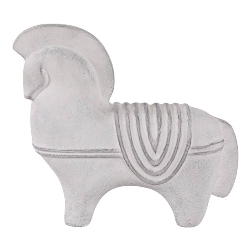 Pottery Horse Figurine Timeless Decorative Sculpture - 11" Ivory - 11.5" x 4" x 10.5"