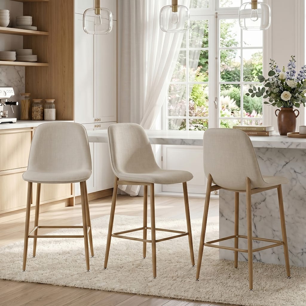 25.5"Seat Height Upholstered Counter Stool (Set of 3)