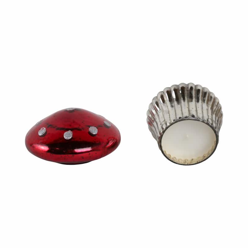 Glass Mushroom Candle Jar with Lid Boho Glam Wax Soy Accent Decor - 6" x 6" x 6"