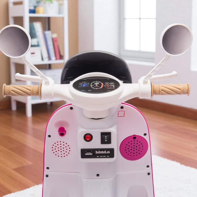 12V Two-Seater Kids Ride On Electric Motorcycle with Dual Motors, LED Headlight, Music, USB & Storage Trunk