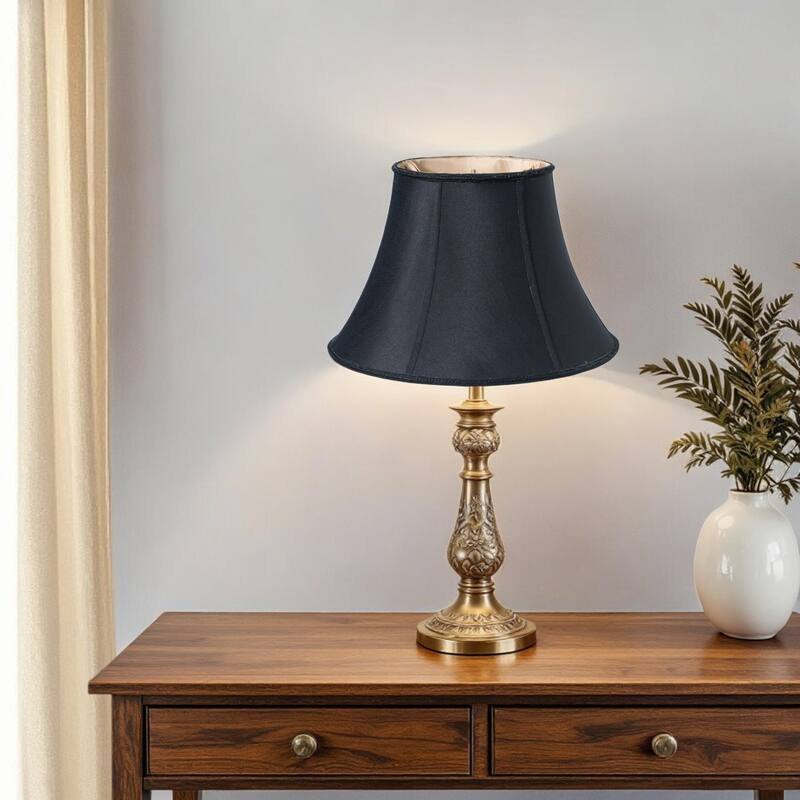 HomeRoots Black Shantung Silk Oval Lamp Shade - 12"x12"x10"