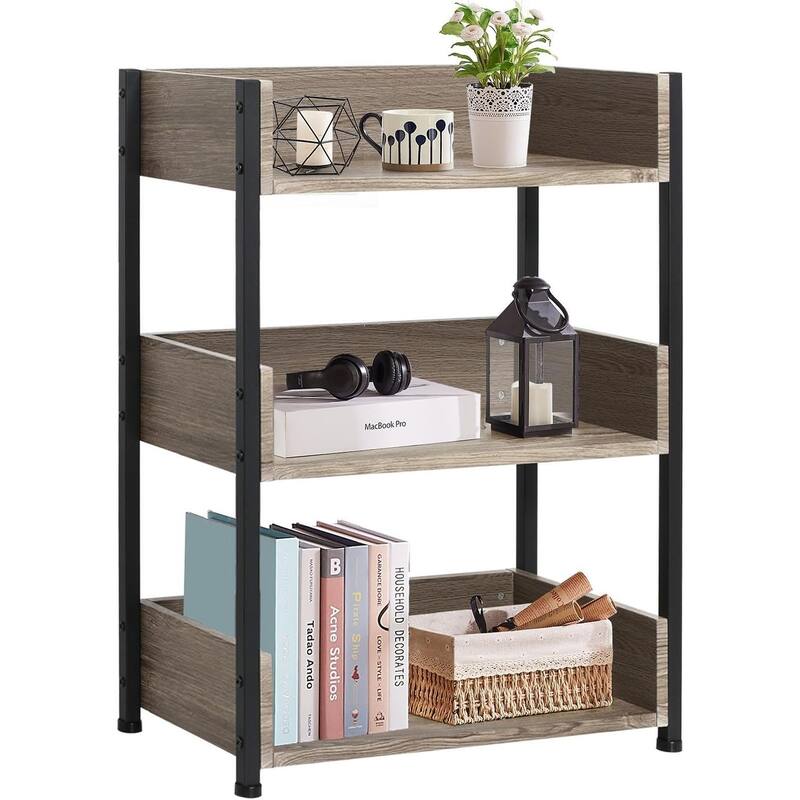 VECELO 30" Open Bookcase 3 Tier No Guardrail Shelf Unit for Books Storage Cabinet for Living Room/Kitchen/Bedroom (1 or 2 PCS)