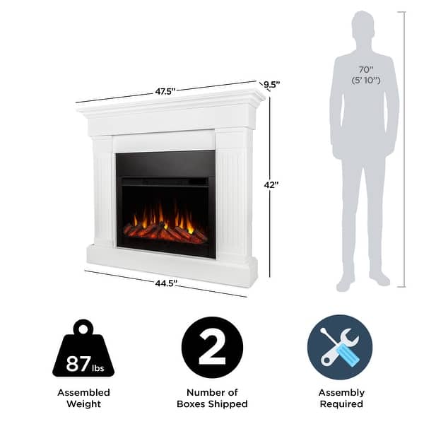 dimension image slide 1 of 11, Real Flame Crawford Electric Slim Fireplace 48"
