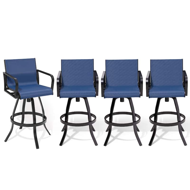 Outdoor Indoor Aluminum Swivel Patio Bar Stools Dining Chairs with Sunbrella Fabric