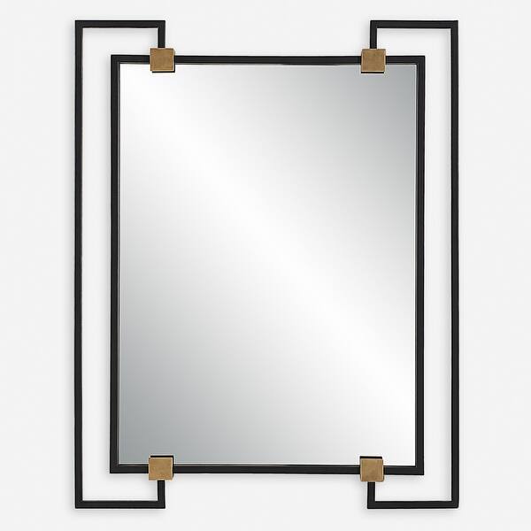 slide 2 of 6, Uttermost 09957 Ivey 32-1/2" W x 42" H Square Framed Bathroom Mirror Black Iron