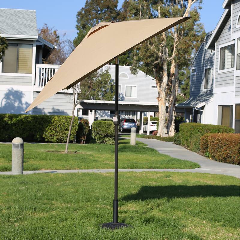 Square Patio Umbrella 6.5 x 6.5 ft Garden Table Umbrella with Tilt Outdoor Market Shade Umbrella UV Protection - tan