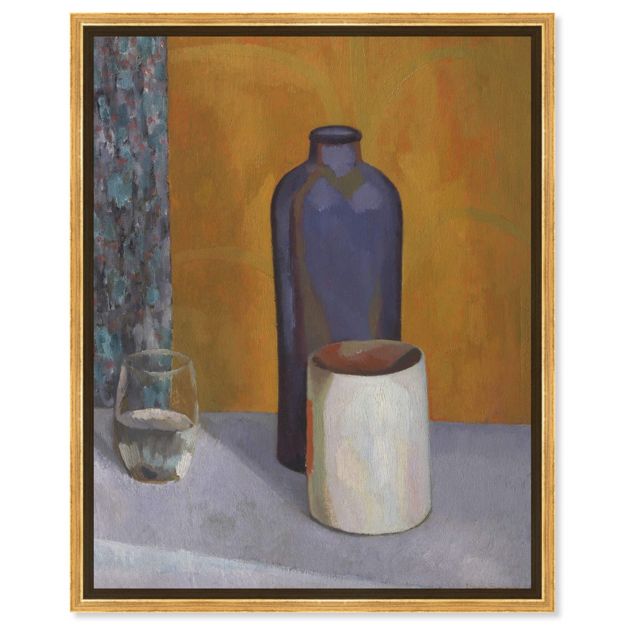 Still Life With Blue Bottle Canvas Vintage Farmhouse Wall Art by Art Remedy