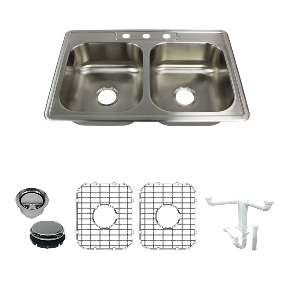 Transolid K-STDE33227-3 Select 33" Drop In Double Basin Stainless