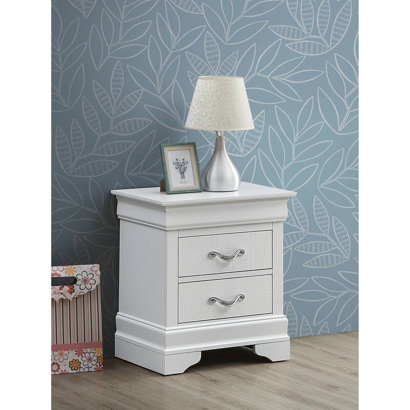 Silver Champagne Transitional Nightstand with Two Drawers - Champagne