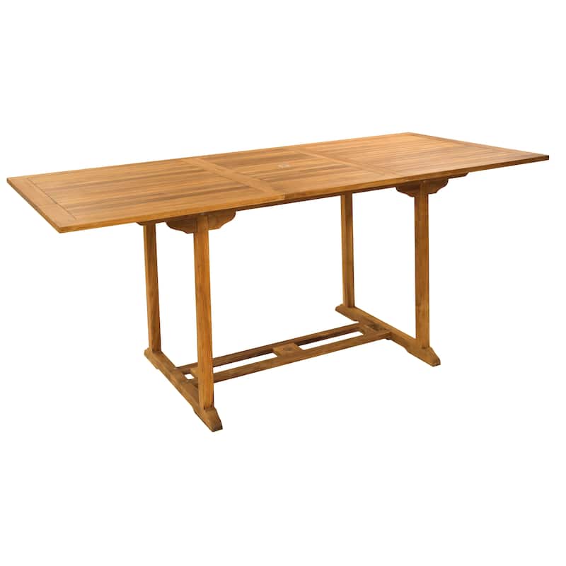 Chic Teak Elzas Rectangular Teak Wood Outdoor Extension Bar Table, 71 to 95 inch (Table Only)