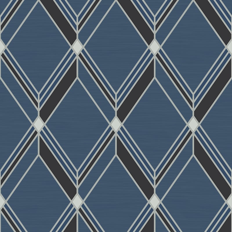 Seabrook Designs Brooklyn Diamond Nonwoven Unpasted Wallpaper - 27 in. W x 27 ft. L - Blue