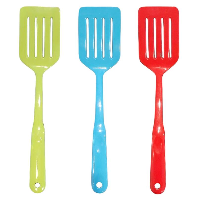 Handy Housewares 12.5" Long Handled Colorful Melamine Slotted Cooking Turner Spatula