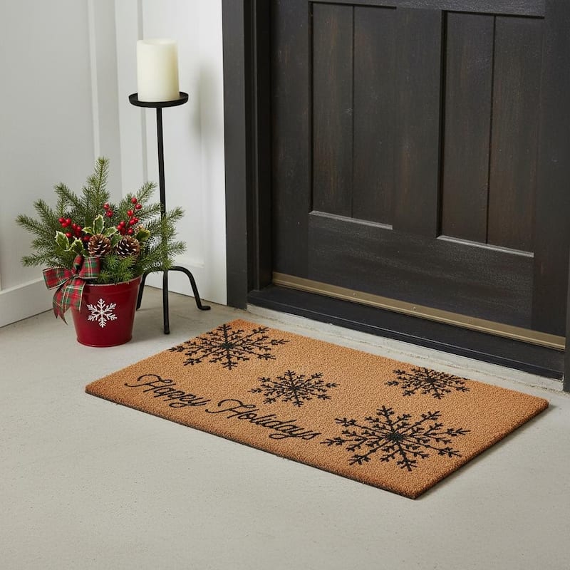 HomeRoots 24" X 36" Brown And Black Christmas Merry Christmas Outdoor Coir Door Mat - 24.00' X '36.00 - 24.00' X '36.00