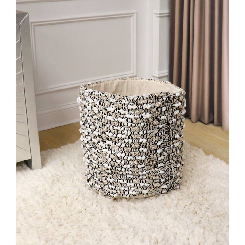Pasargad Home Grandcanyon Cotton Basket, Beige/White