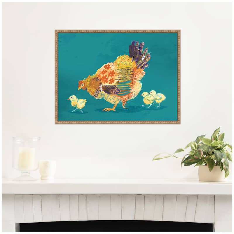 Kate and Laurel Mother Hen by Lucia Gianello Framed Canvas Wall Art Print