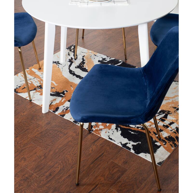 Modern Dining Set with Round Table & Velvet Upholstered Chairs