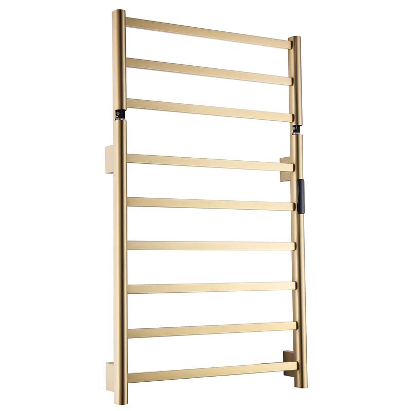 Heated Towel Rack 6-Bar Towel Warmer Rack Wall Mounted Electric Towel Drying Rack with Timer Plug-in/Hardwired