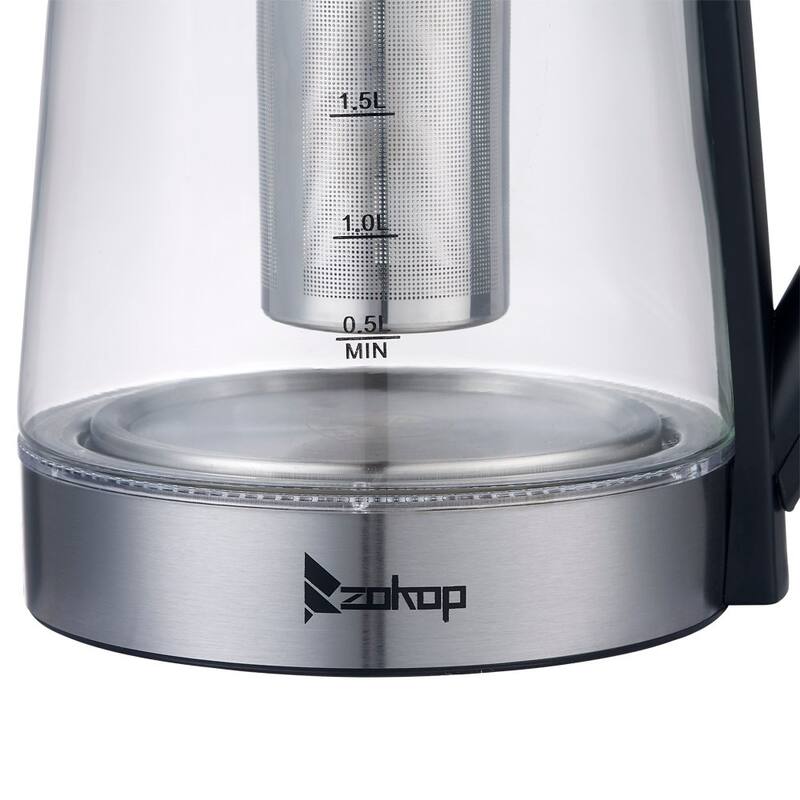 1500W Electric Kettle with SpeedBoil Tech, 1.8 Liter Cordless with LED Light, Blue Glass