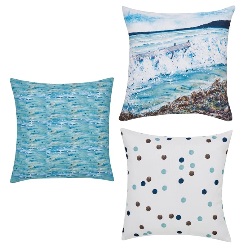 Designer Dreams Indoor Cushion Covers set of 3, Catch the Waves - Indoor/Outdoor - Set of 3 or More - Specialty
