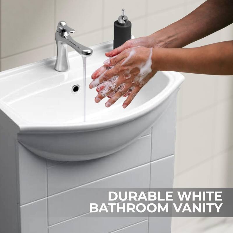 White Cabinet Vanity Sink Mahayla 17-3/4" Porcelain Sink with Faucet, Drain and Overflow Renovators Supply