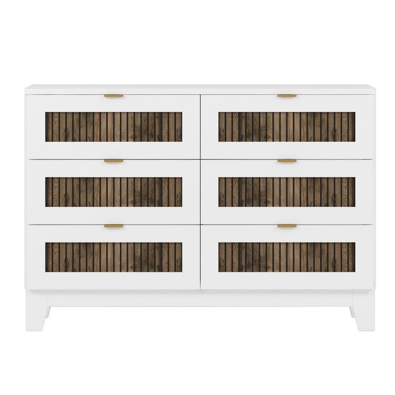 4-Pc Full/Queen Farmhouse Bedroom Set with Wooden Strip Stickers, Storage Nightstand & Dresser, White/Black