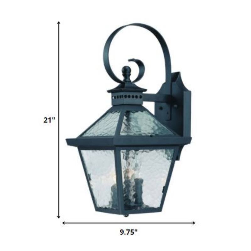 Glass Flush Mount Outdoor Wall Light with 3 LED Bulbs Dimmable - 11.50” x 9.75” x 21” (D x W x H)