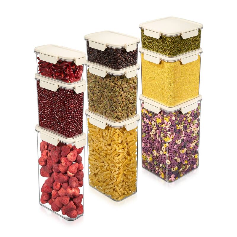 Sorbus 9-Pack Airtight Food Storage Container Set, Stackable Clear Pantry Canisters with Lids