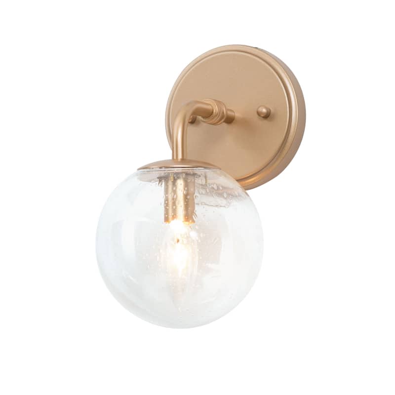 Modern Glam Gold Single Wall Sconce Globe Glass Shade Bathroom vanity light