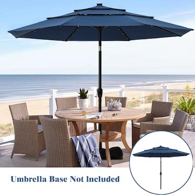 Clihome 11-Ft Patio UV Protection Market Umbrella With LED Lights