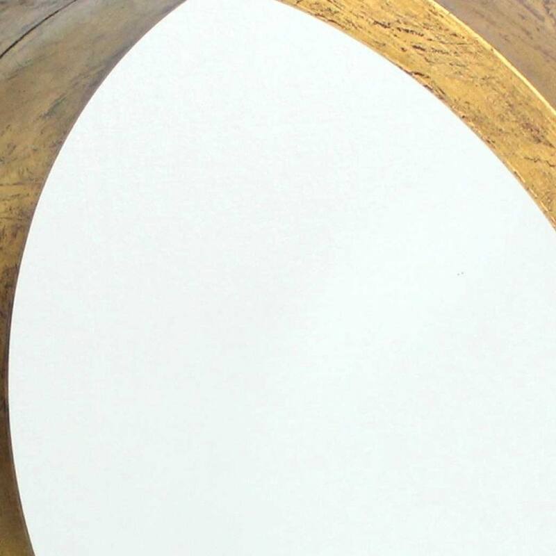 HomeRoots 36" Gold Round Solid Wood Framed Accent Mirror - 35.75' X '35.75' X '7.75