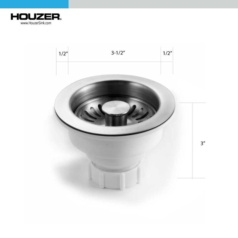 Houzer 190-94 3-1/2" Basket Strainer with Pop-Up - Stainless Steel