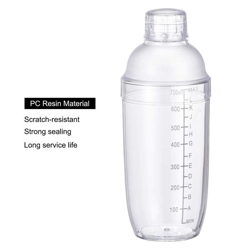 700ml Plastic Cocktail Shaker Cup Scale Wine Beverage Mixer Drink Tools