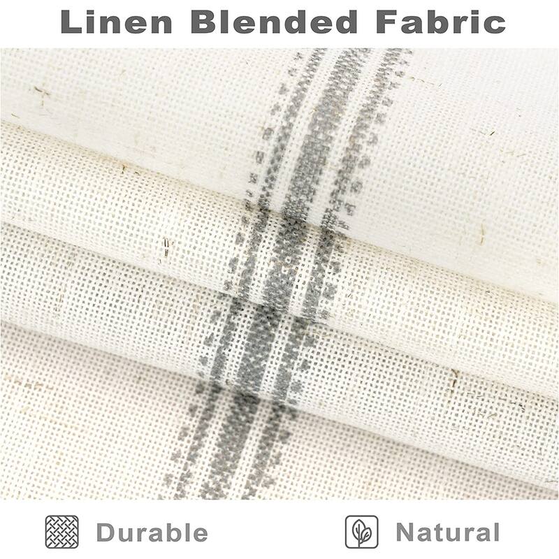 DriftAway Farmhouse Linen Blend Curtains Vertical Striped Printed Drapes
