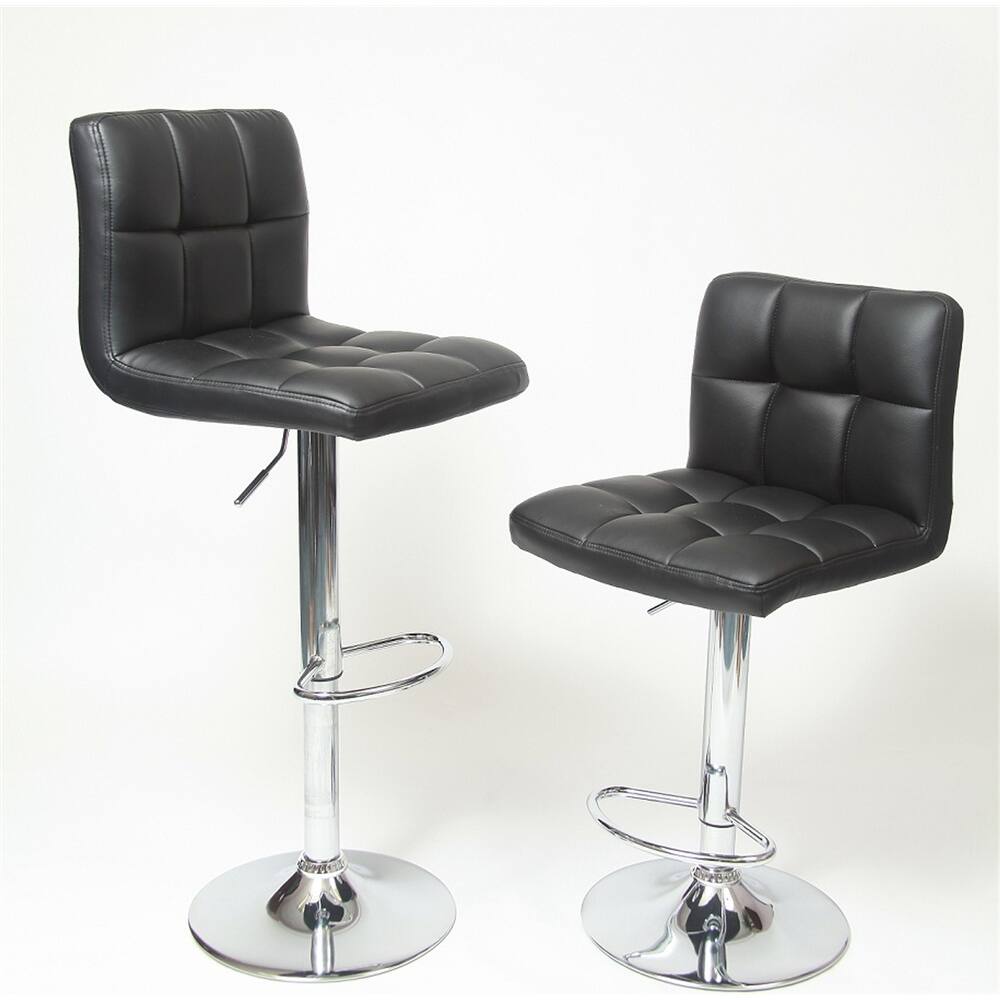 Swivel Faux Leather Adjustable Hydraulic Bar Stool Set of 2