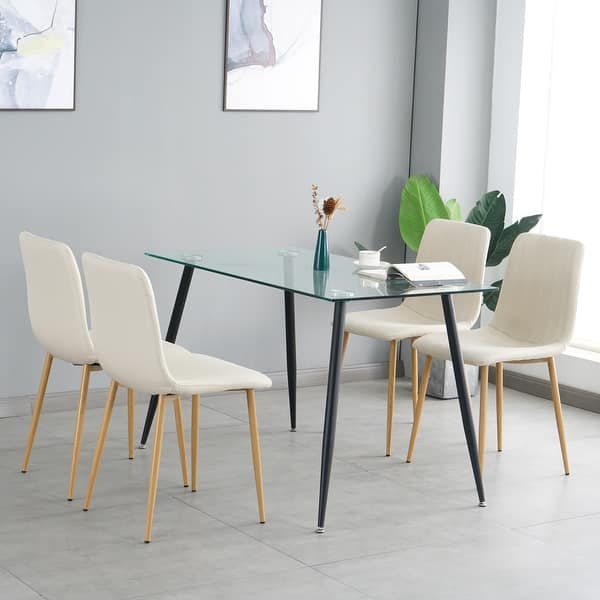 Set of 4 Velvet Dining Chair Lounge Office Chair, Light Beige - Bed Bath & Beyond