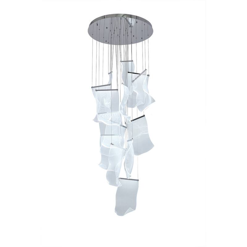 8-Light Chrome Chandelier With Acrylic Crumbled Sheet Pendants