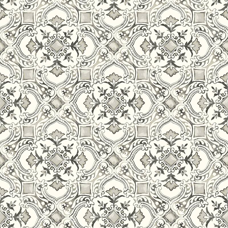 Chesapeake Marjoram Black Floral Tile Wallpaper