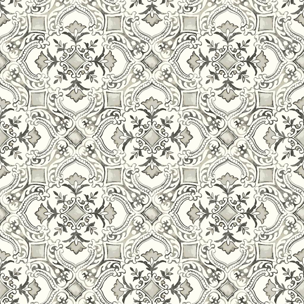 Chesapeake Marjoram Black Floral Tile Wallpaper