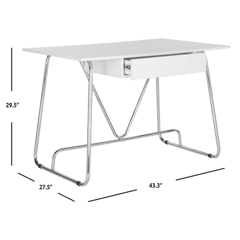 SAFAVIEH Bebe Mid-Century Modern White/ Chrome Desk
