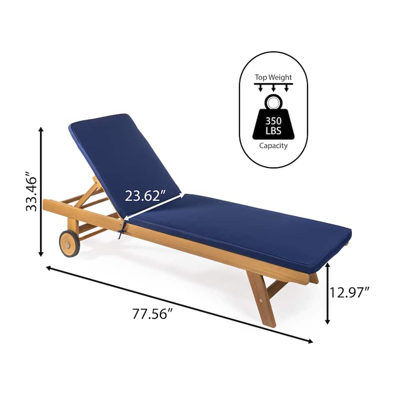 Adjustable Outdoor Chaise Lounge w/ Cushion & Wheels - JONATHAN Y