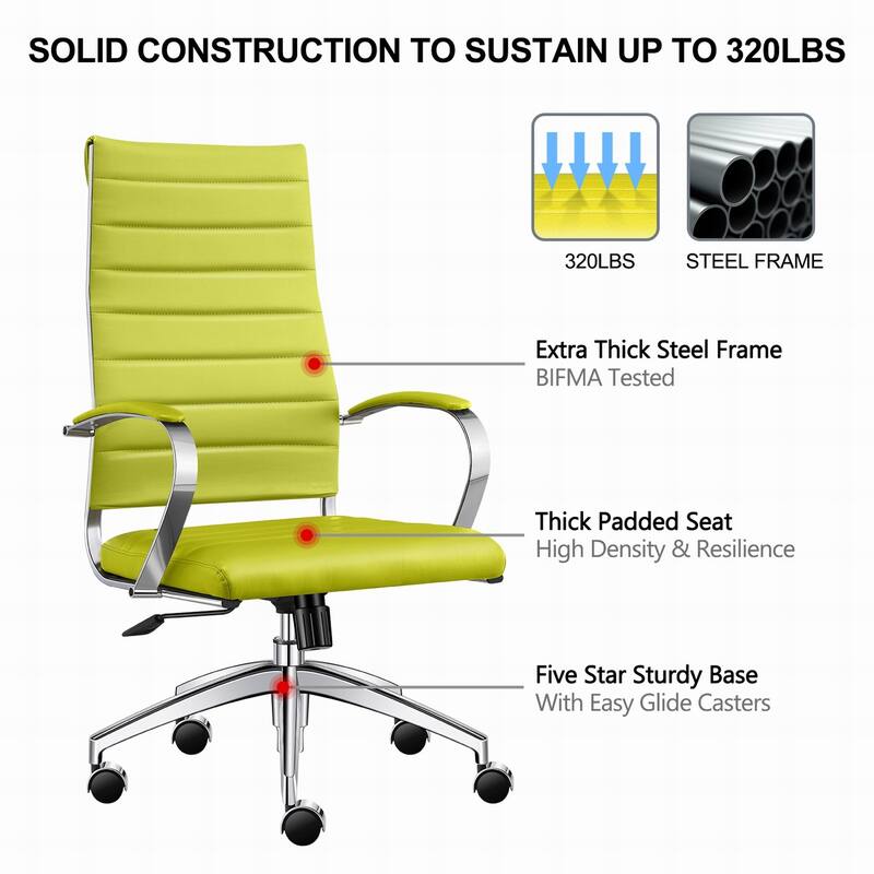 LUXMOD® Office Chair Faux Leather Silver Frame Adjustable and Swivel