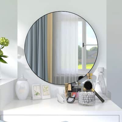 24 in/32 in Round Framed Wall Mounted Bathroom Vanity Mirror