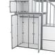 preview thumbnail 9 of 7, Twin over Twin Castle-Shaped Bunk Bed with Wardrobe & Multiple Storage, Sturdy Metal Bunk Bed w/Guardrails&Staircase, Grey+White