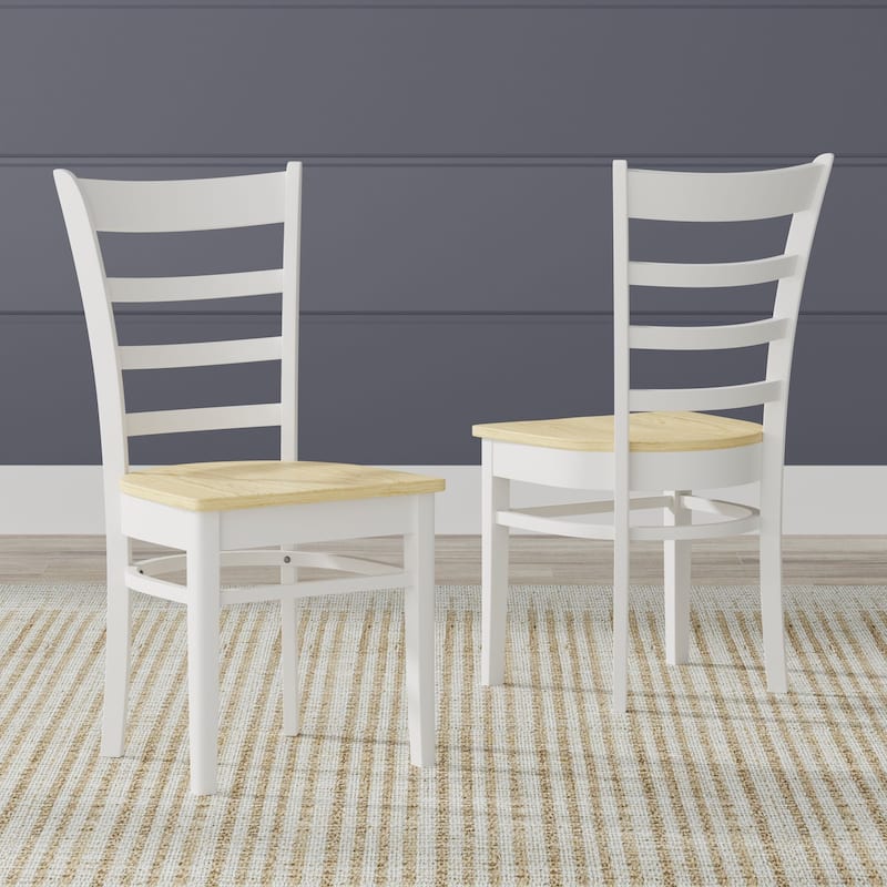 5-Piece Dining Set, 48" Rectangle Wood Table and Slat Back Chairs