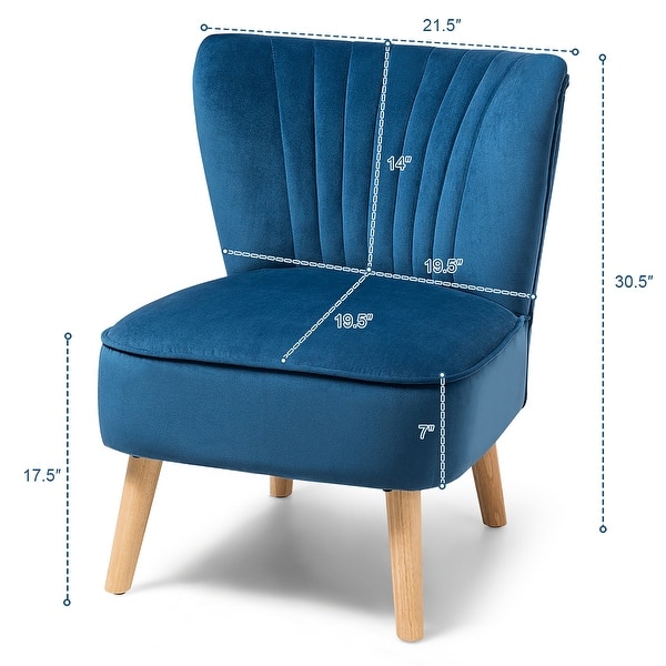 dimension image slide 2 of 3, Costway Armless Accent Chair Modern Velvet Leisure Chair Single