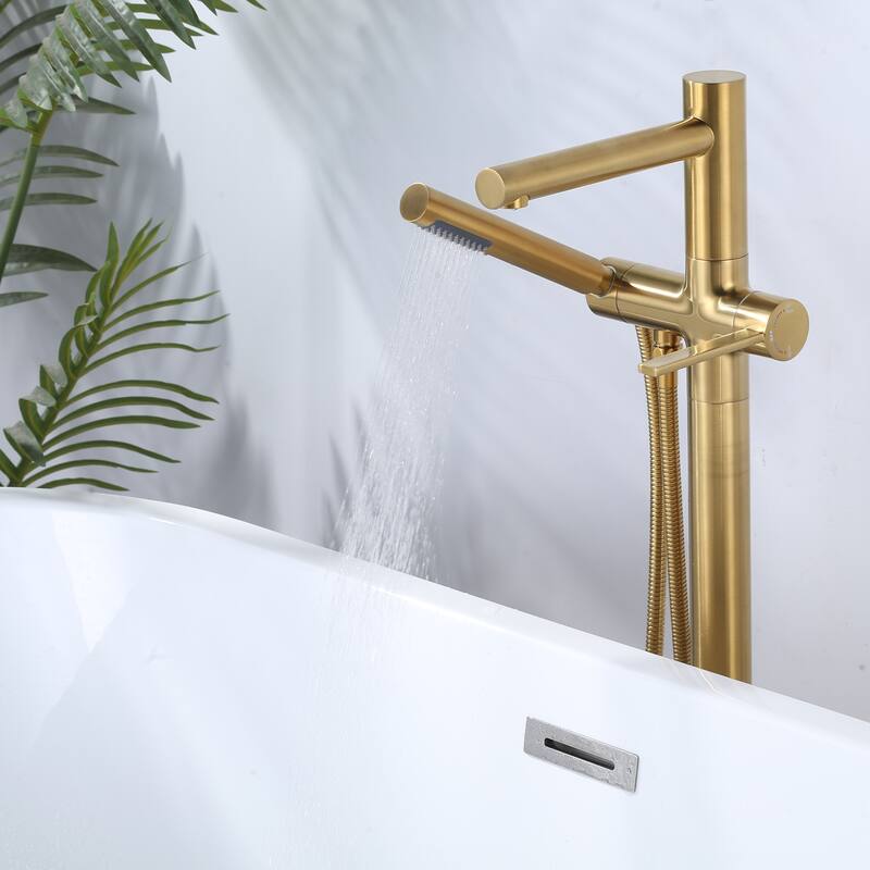 WOWOW Freestanding Bathtub Faucet with Handheld Shower in Modern