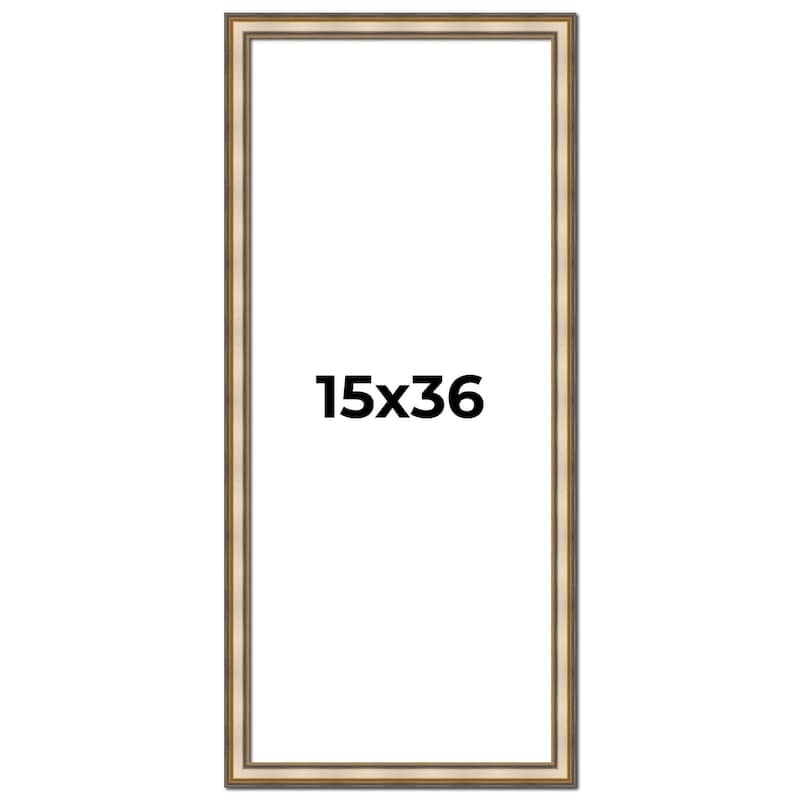 15x36 Frame Gold Solid Wood Shadow Box Width 1.5 Inches | Interior Frame Depth 2 3/8 Inches