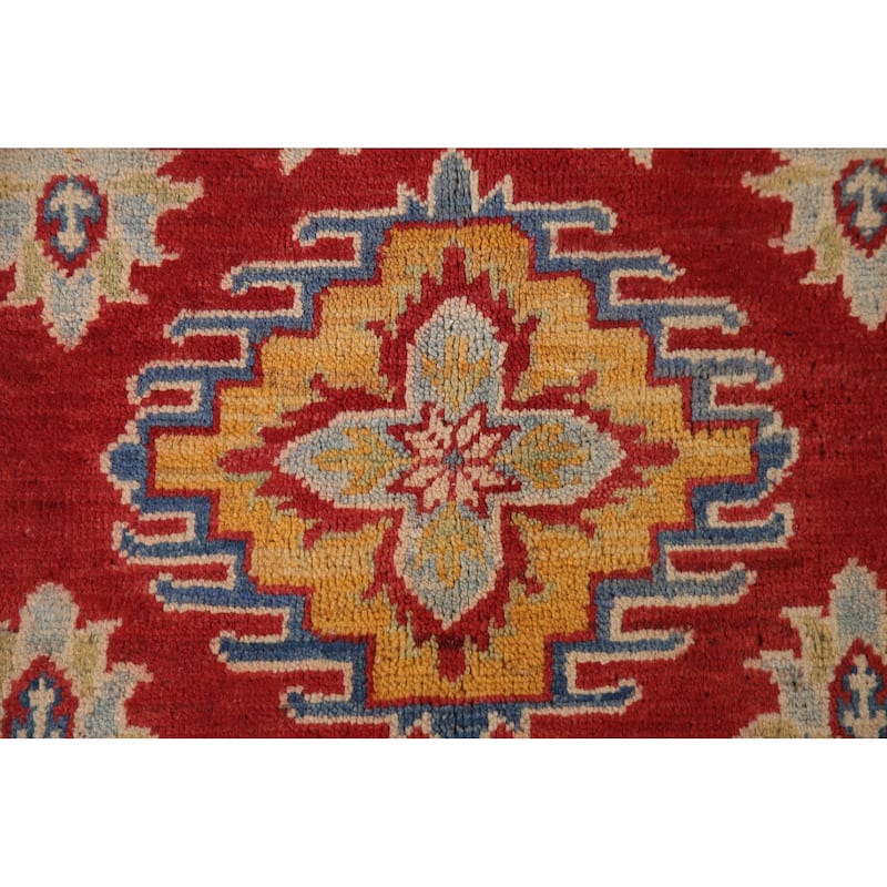 Red Kazak Oriental Area Rug Handmade Living Room Wool Carpet - 6'1" x 8'9"