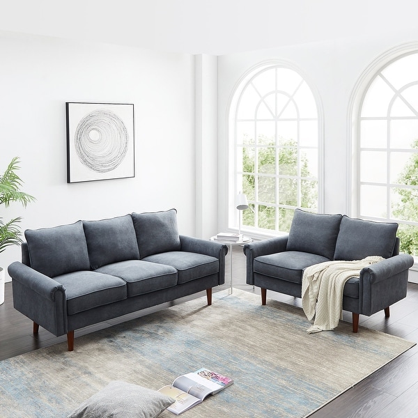 2 Piece Standard Living Room Set Wooden Frame Couch On Sale Overstock 31727469