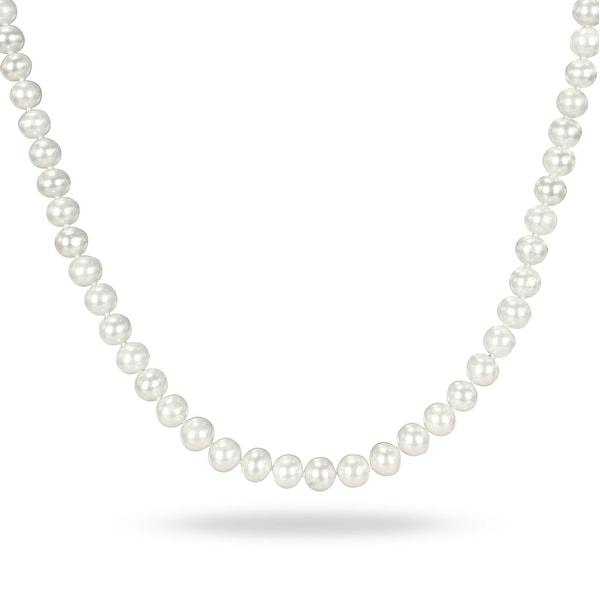 Miadora White Cultured Freshwater Pearl Necklace (6.5-7 mm). Opens flyout.